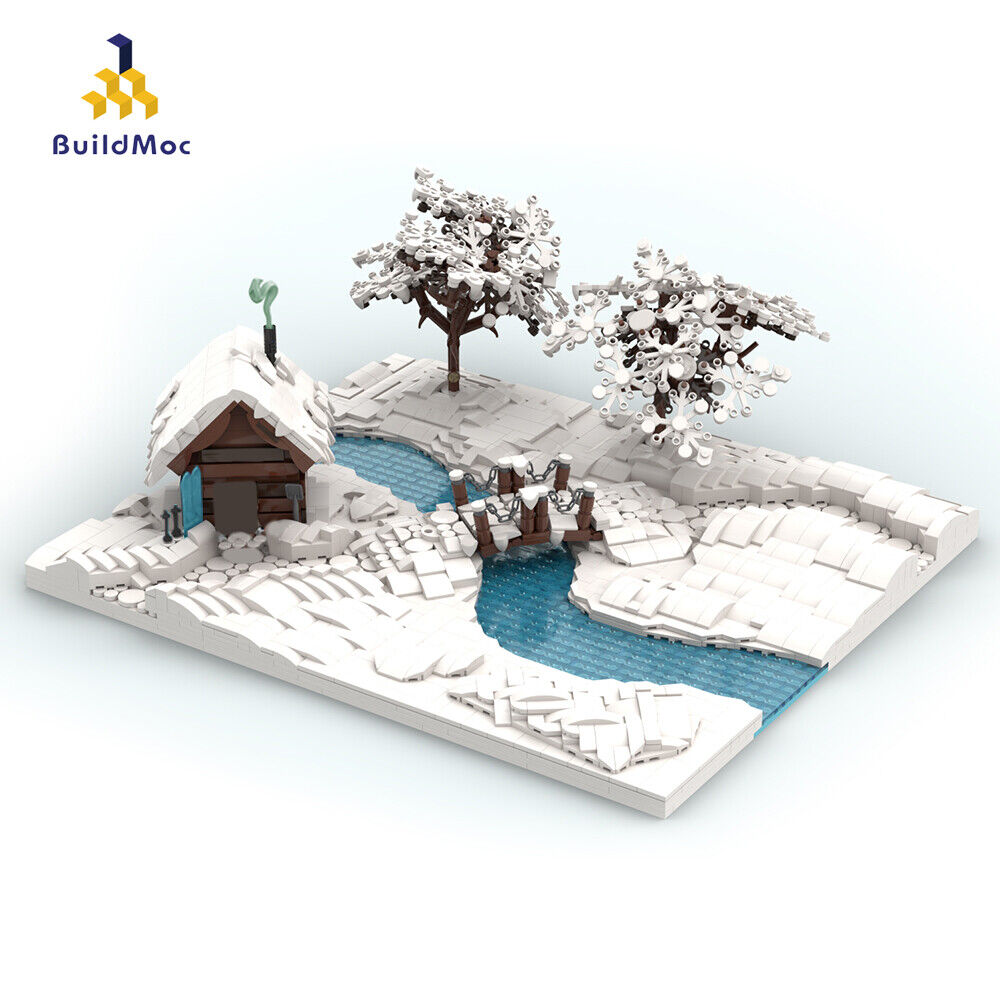 C9154 Winter Village HutCottage with Stream and Trees 2451 Parts for Christmas-ZITIANYOUBUILD