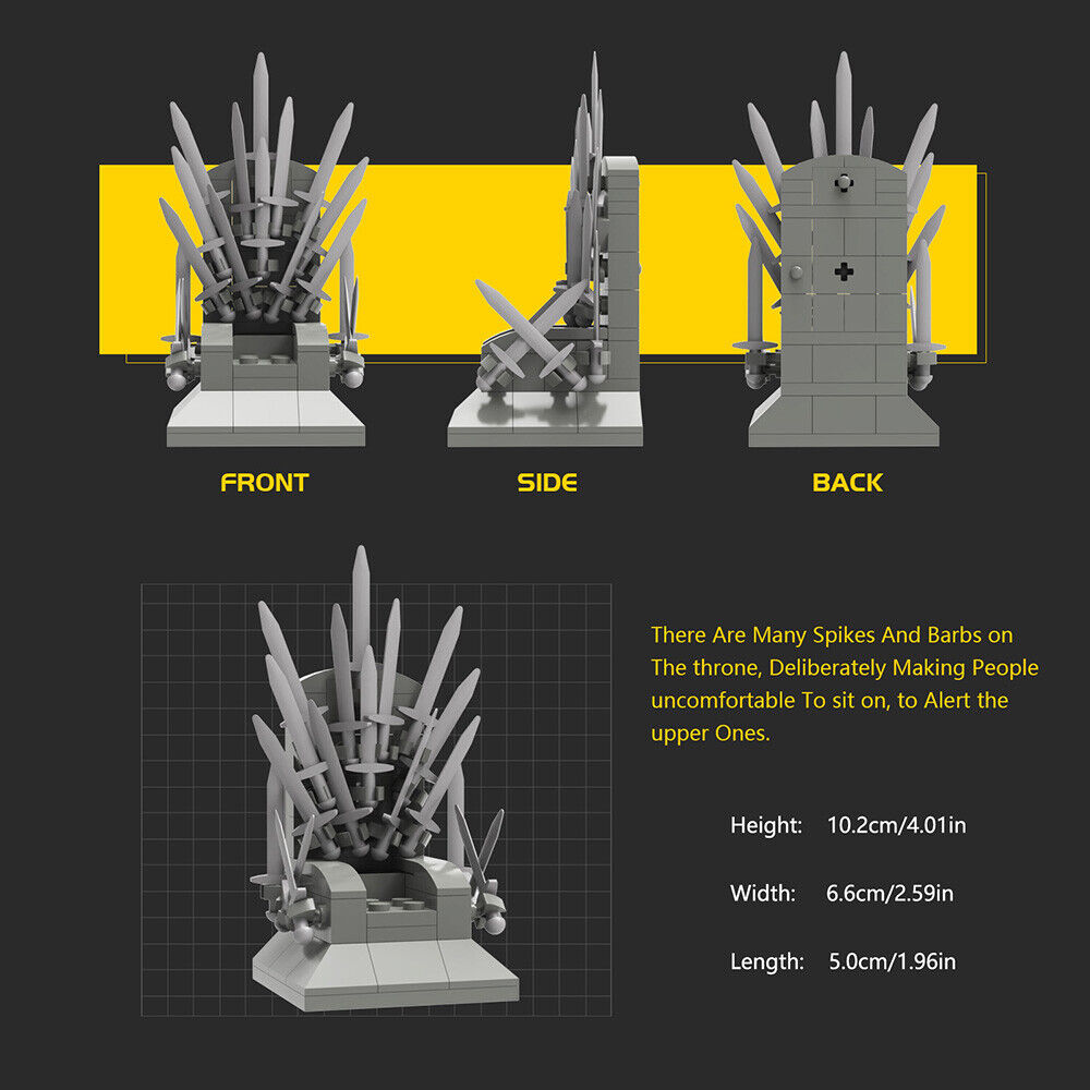 Custom MOC: C7623 Iconic Throne/Throne Made of Iron 86 Parts | Brand New-ZITIANYOUBUILD