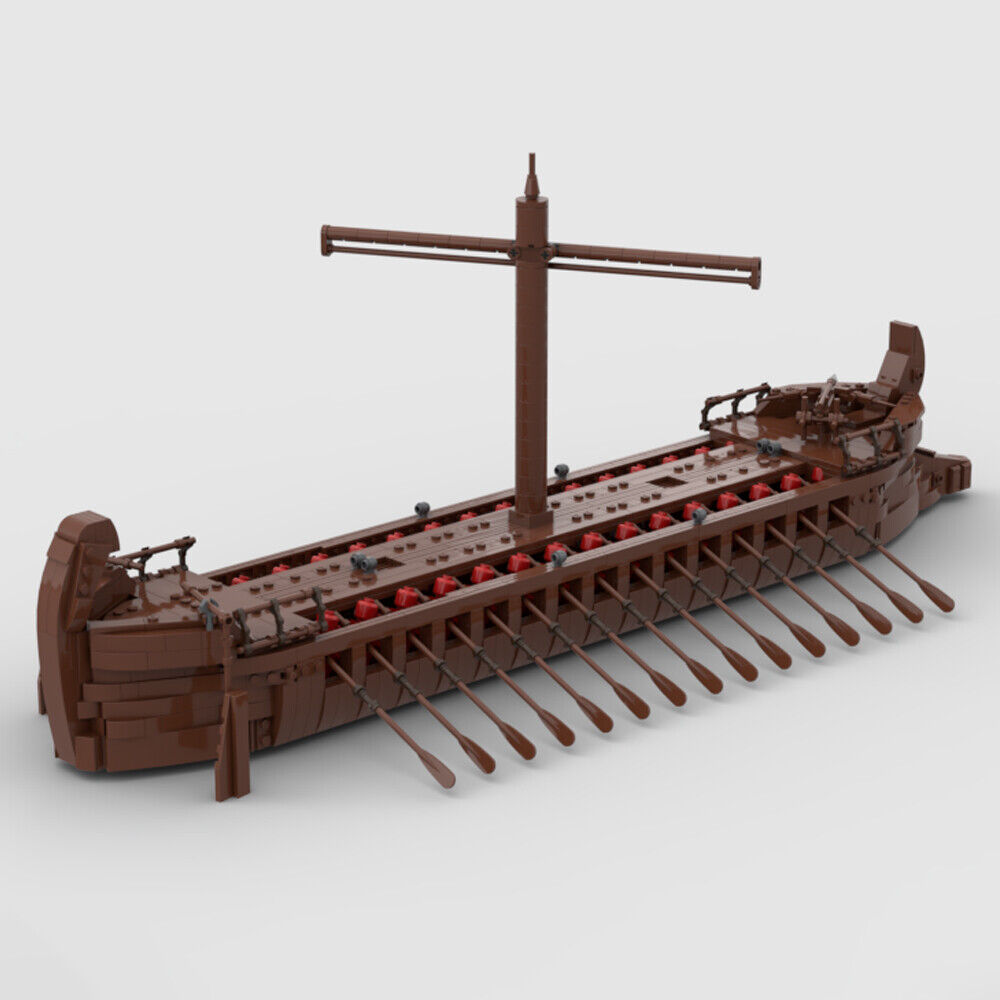 MOC-129097 Ancient Ship Trireme Minifig Scale with 40 Seats 1455 Parts Gift-ZITIANYOUBUILD