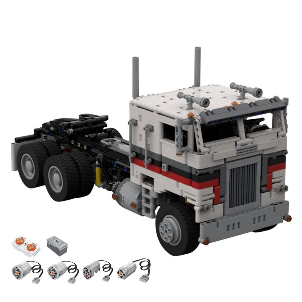 MOC-104414 Freightliner FLA Cabover Full RC Truck with full suspension and Rotating V6 piston engine 1664 Parts