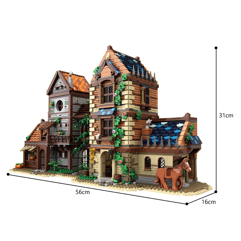 MOC-167214 Medieval Street Modular Building with Interior 3887 Pieces for Medieval Town / Castle Series