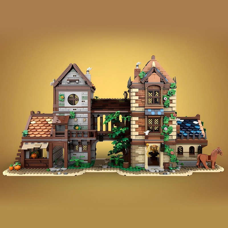 MOC-167214 Medieval Street Modular Building with Interior 3887 Pieces for Medieval Town / Castle Series