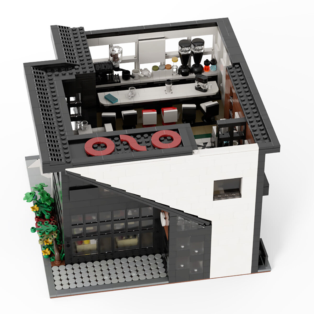 C4544 Modern Cafe Modular Building with Interior Building Toys 2803 Parts-ZITIANYOUBUILD