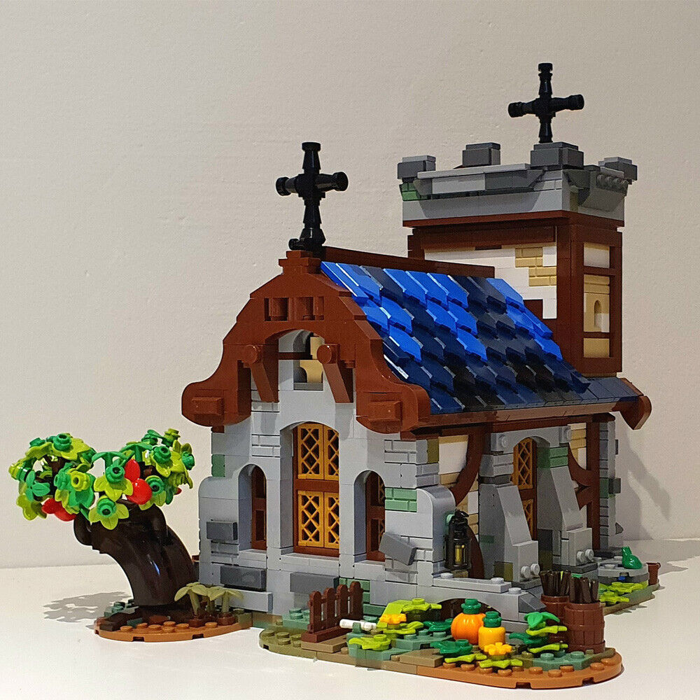 MOC-148387 Medieval Church with Small Garden for Medieval Town 1636 Parts-ZITIANYOUBUILD