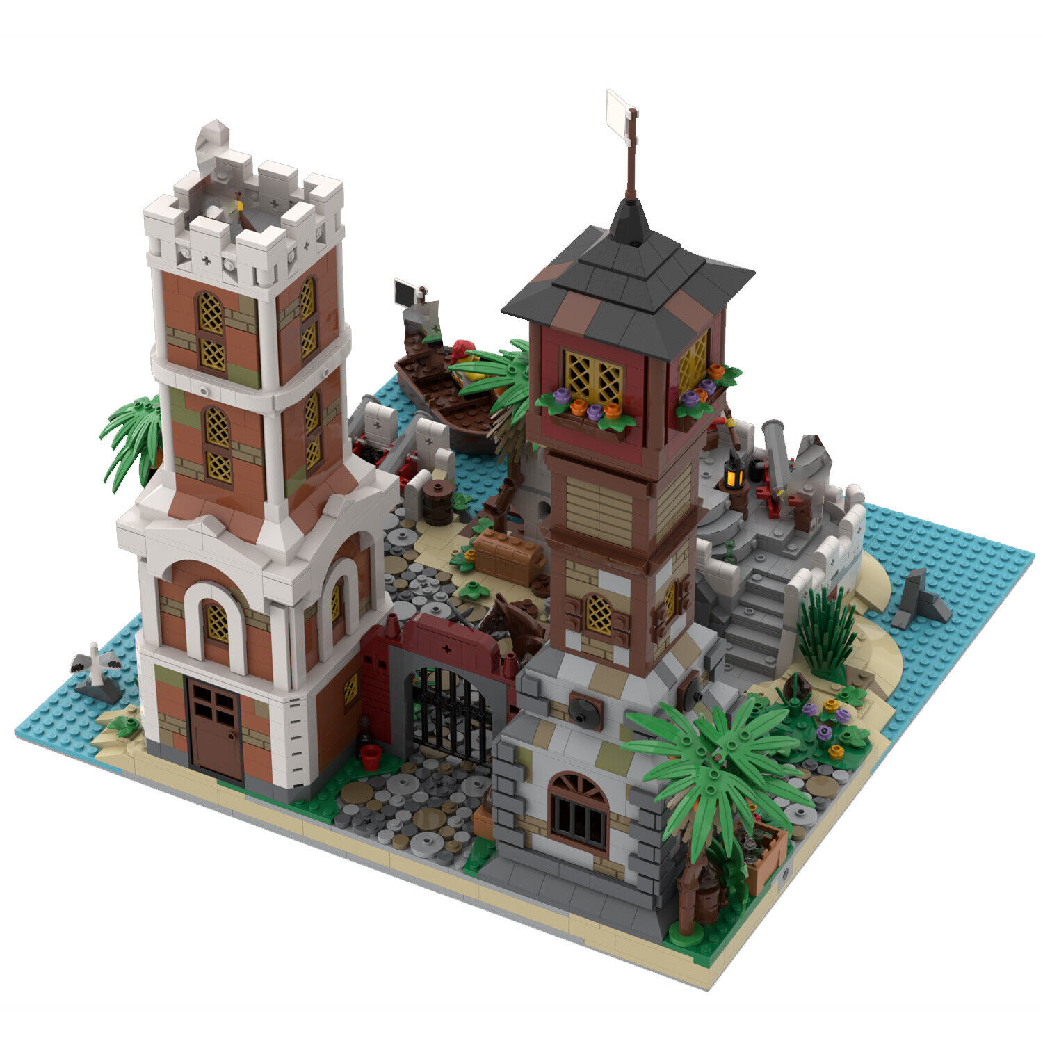 MOC-151046 Modular Pirates Town Gates & Fortress Building Toys Set 3000 Parts-ZITIANYOUBUILD