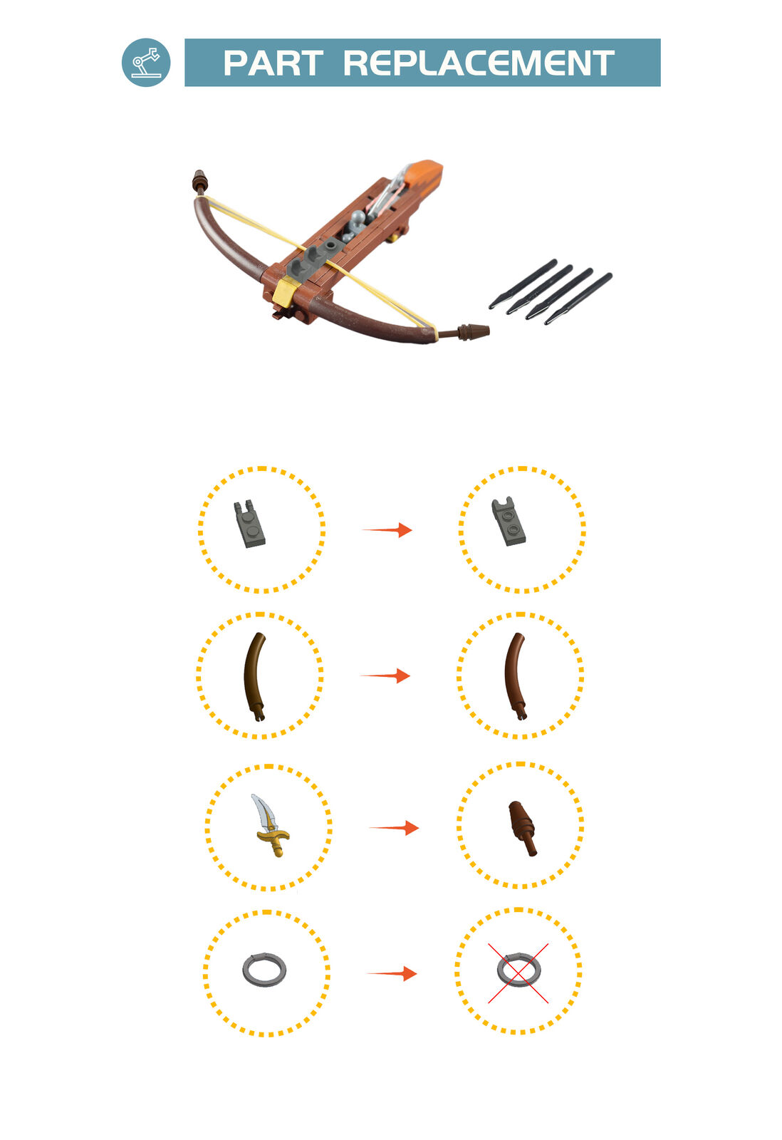 Custom MOC: C7618 Usable Crossbow with 4 Arrows 57 Parts Gift for Christmas-ZITIANYOUBUILD