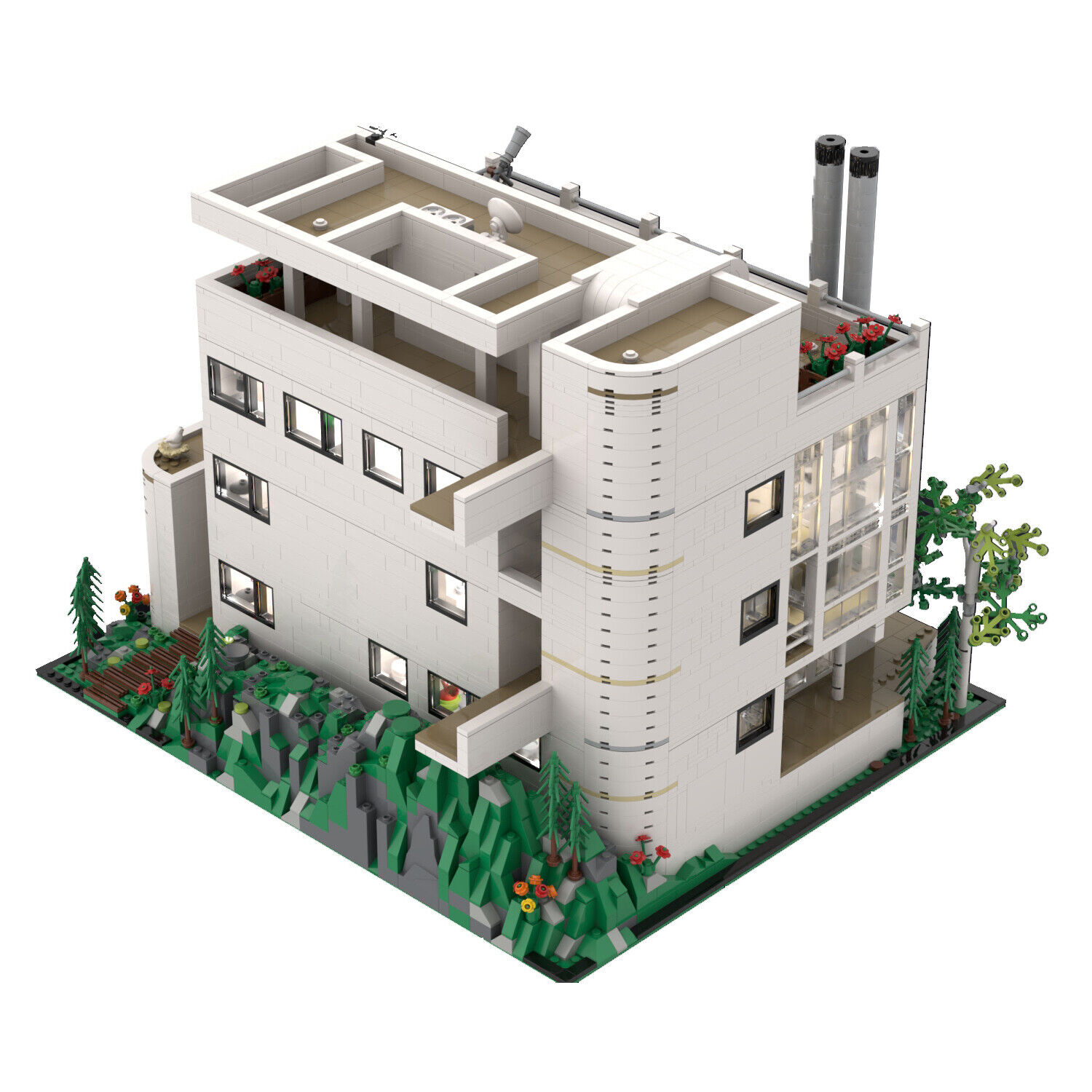 MOC-94307 Bright White and Freestanding House with Interior 5283 Parts Gift-ZITIANYOUBUILD
