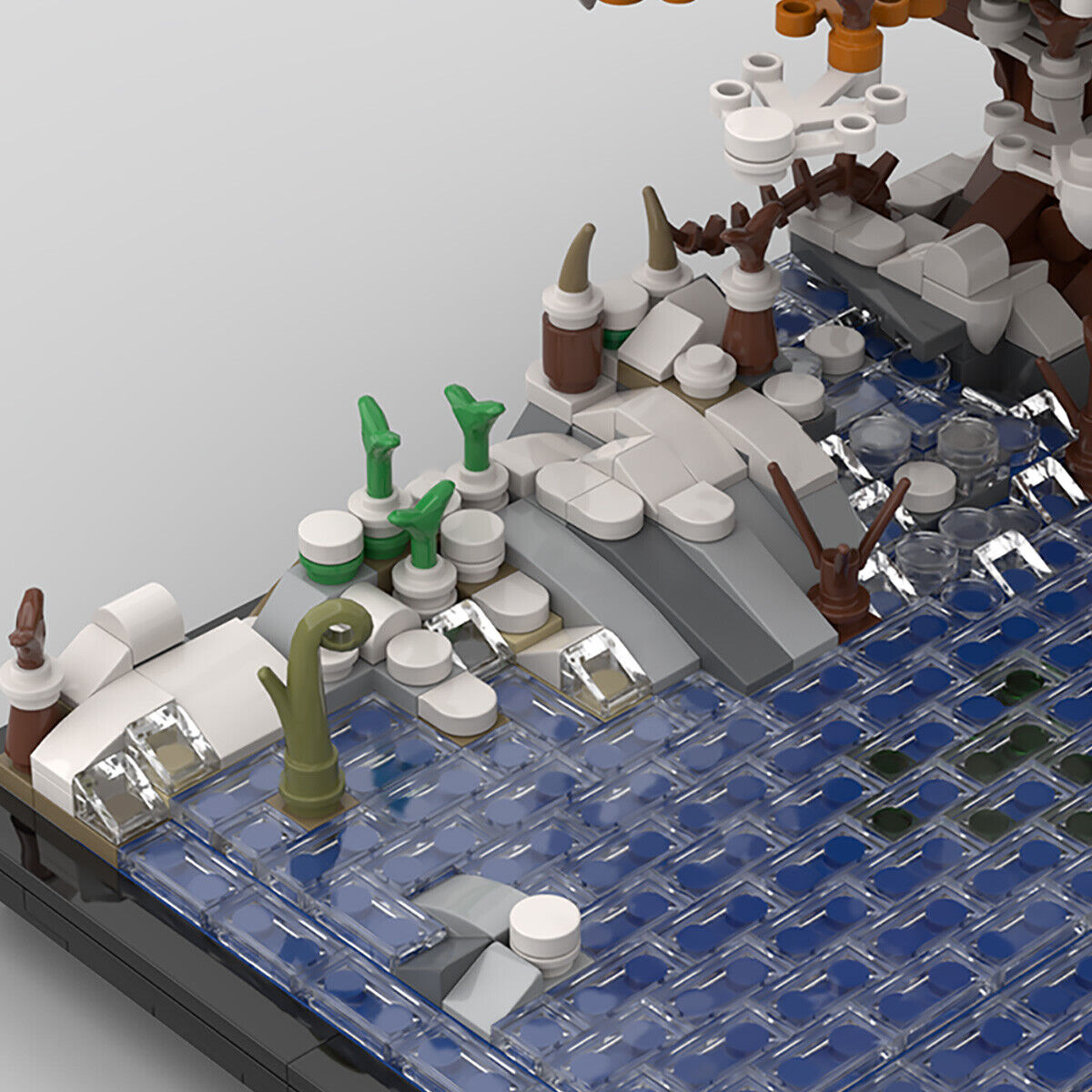 C4896 Winter Lake and Large Tree with Many Leaves and Many Snow 855 Parts-ZITIANYOUBUILD