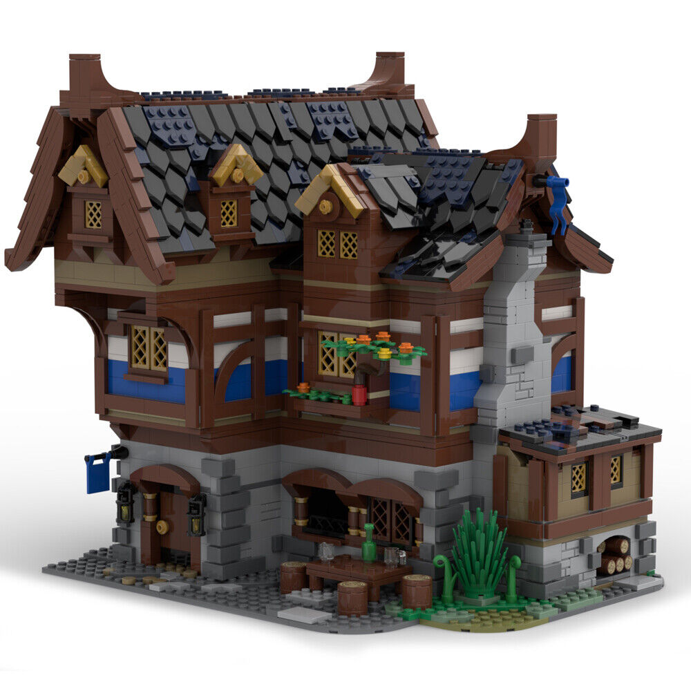 MOC-70187 MEDIEVAL TAVERN and Hotel with Interior Modular Building 2326 Parts-ZITIANYOUBUILD