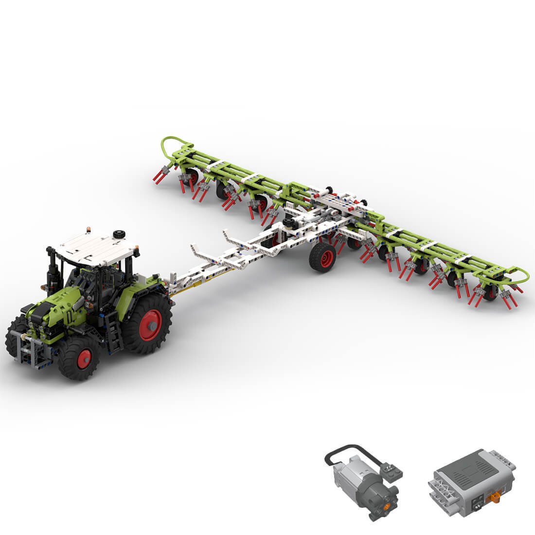 Custom MOC-94020 & MOC-94474 & MOC-38535 Hay tedder + tractor Acion with Power Functions 2057 PCS 