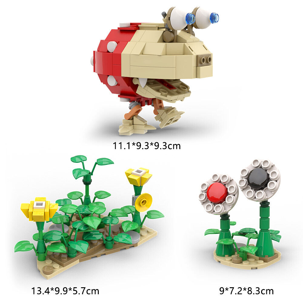 C7101 Red Sp0tty Bu|bear Model Red Bulb0rb with Plants 292 Parts Game Creatures-ZITIANYOUBUILD