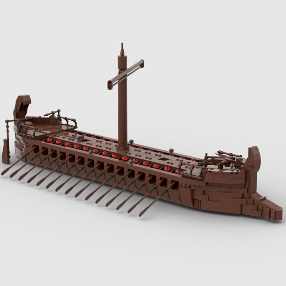 MOC-129097 Ancient Ship Trireme Minifig Scale with 40 Seats 1455 Parts Gift-ZITIANYOUBUILD