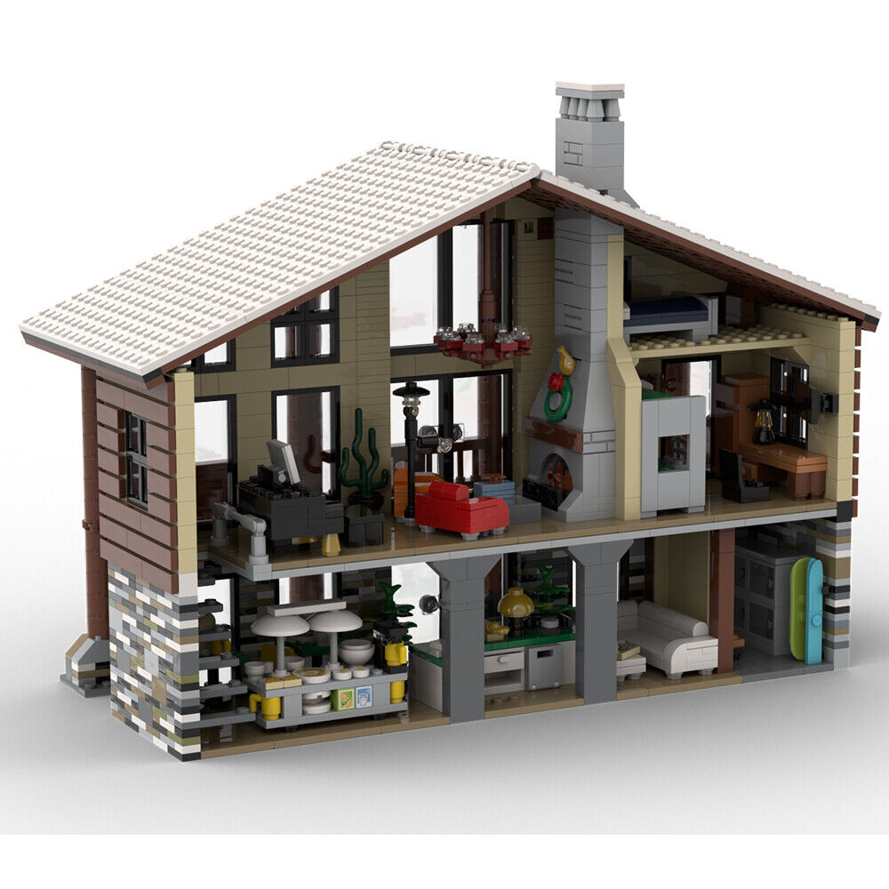 MOC-158007 Winter Village: Ski Lodge with Interior for Christmas 2032 Parts-ZITIANYOUBUILD