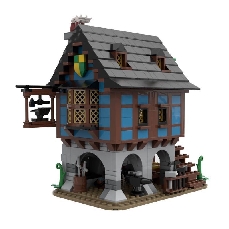 MOC-113518 Medieval Alley's Blacksmith Model 658 Parts Building Blocks