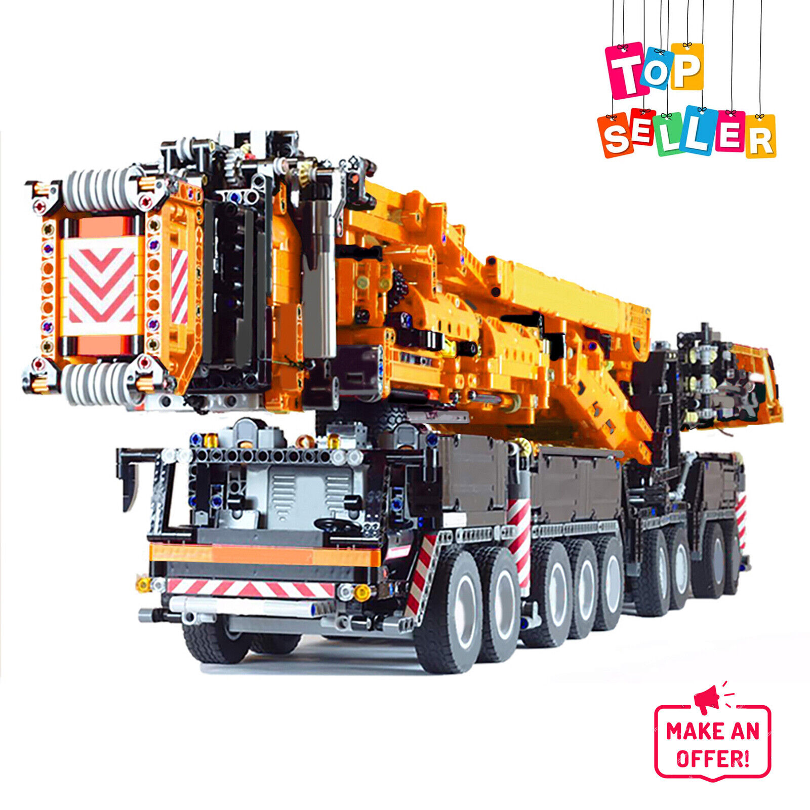 C104-6 Full RC LTM 11200 Crane with Motors 8104 Parts Black-Orange Version-ZITIANYOUBUILD