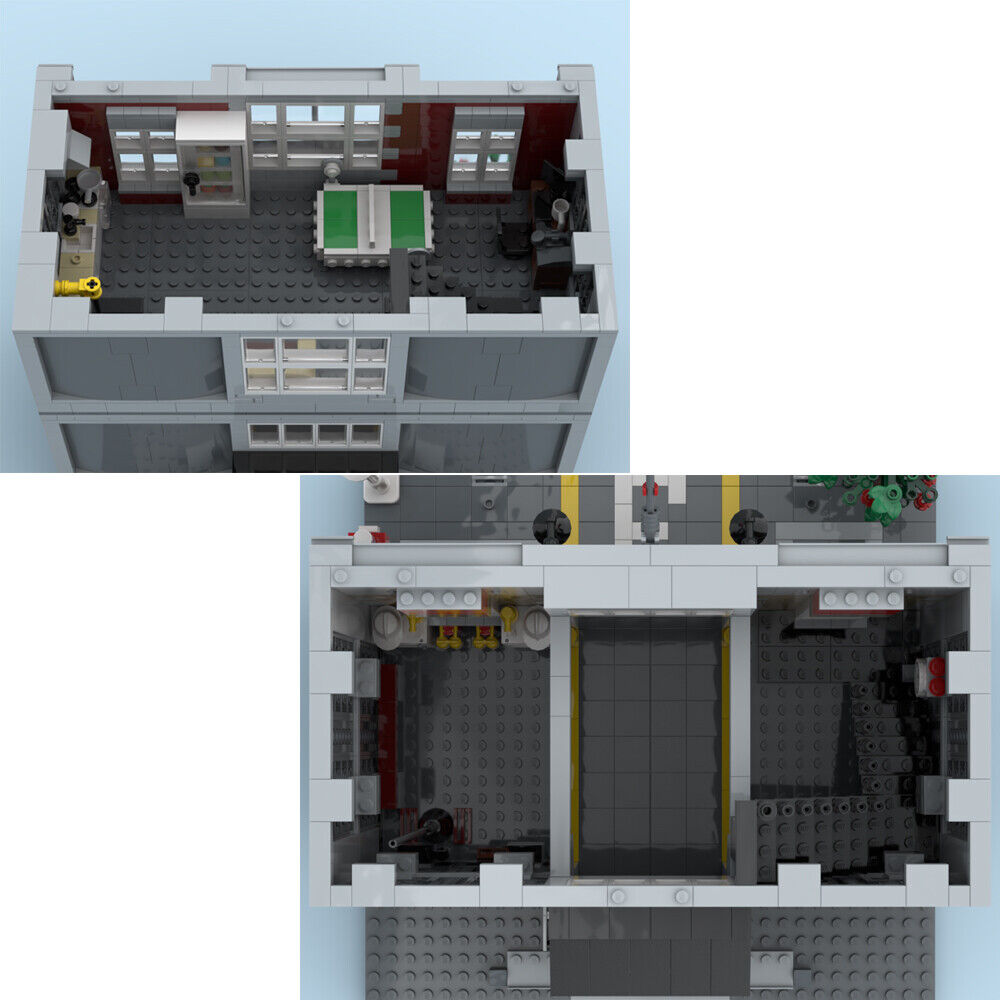 MOC-142907 Modular Building: Fire Brigade with Interior Building Toys 1808 Parts-ZITIANYOUBUILD