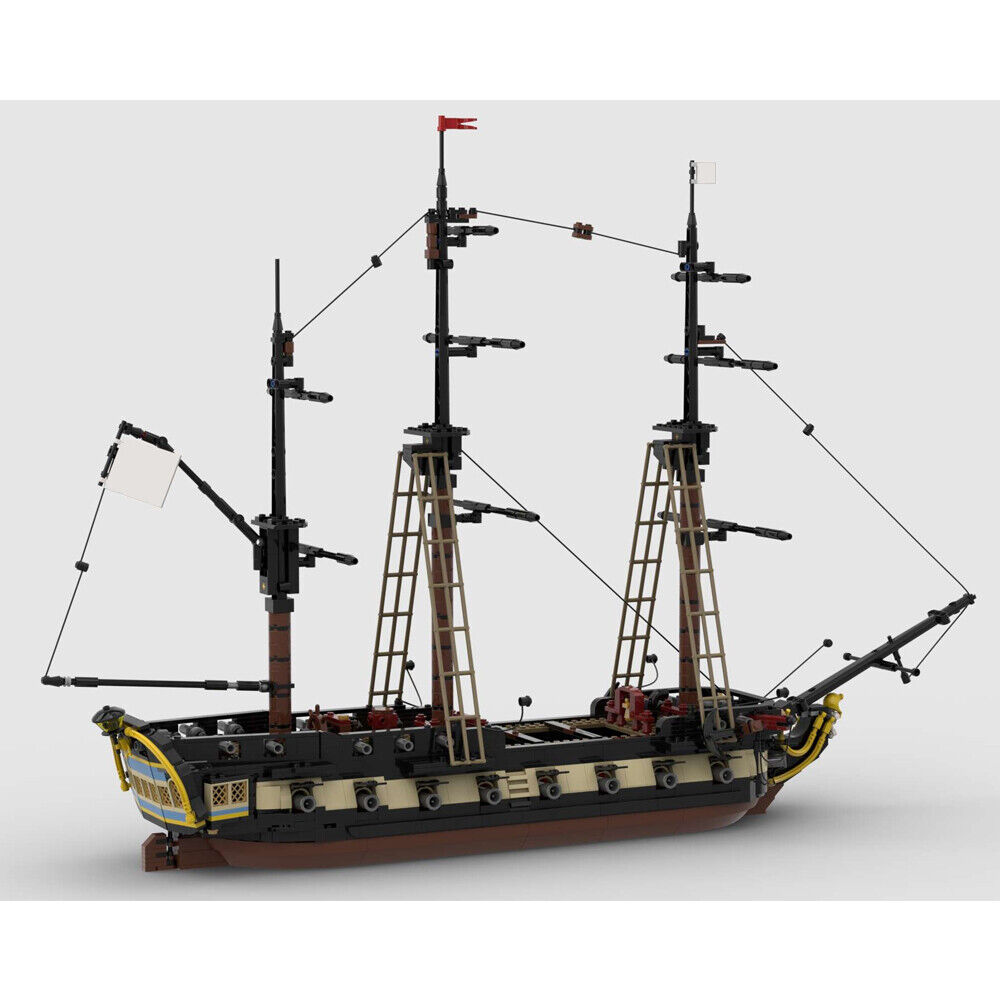 MOC-65878 5th Rate Frigate Heavy Frigate with Gun Deck and Interior 1901 Parts-ZITIANYOUBUILD