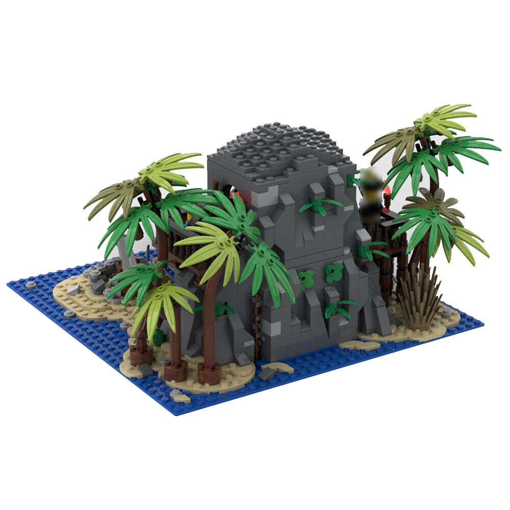 MOC-112573 Pirate Island Model with a Boat, Cannon and Palm Trees 1157 Parts-ZITIANYOUBUILD