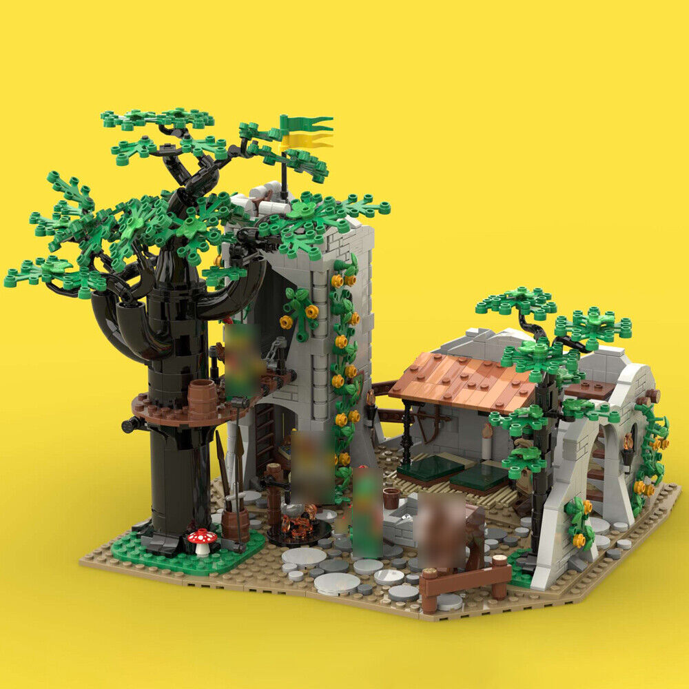 MOC-137009 Forest Men's Camp on Old and Forgotten Tower Ruin 1145 Parts Gift-ZITIANYOUBUILD