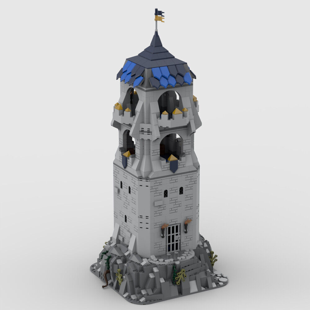MOC-151395 Medieval Castle: Watch Tower - Modular with Full Interior 1420 Parts-ZITIANYOUBUILD