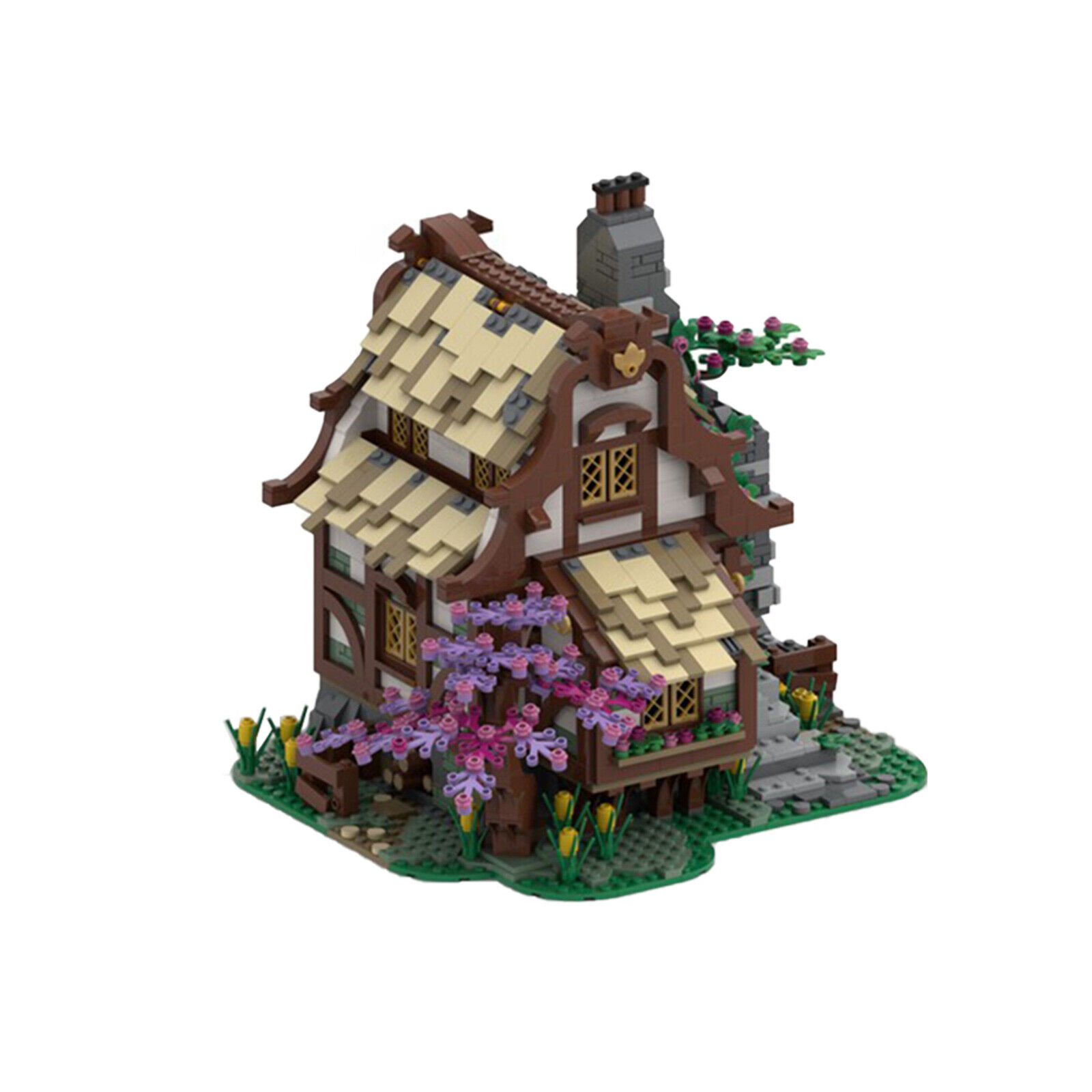 C7376 Medieval Farmhouse with Purple Vine Tree Building Toys Set 1799 Parts-ZITIANYOUBUILD