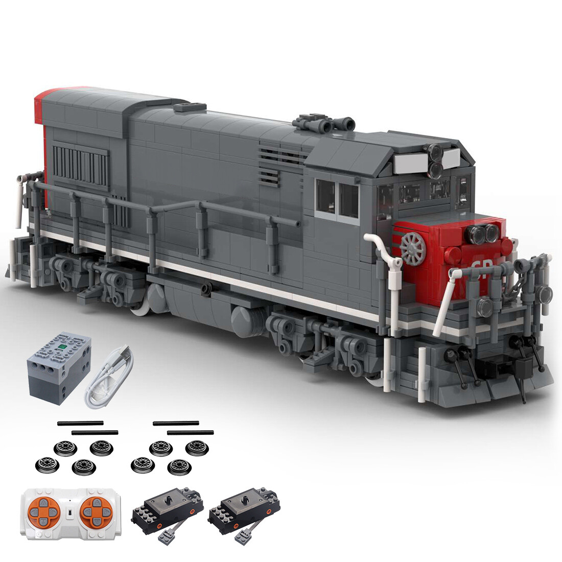Custom MOC-105008 GE U-18B Southern Pacific Fantasy Livery train 1400PCS