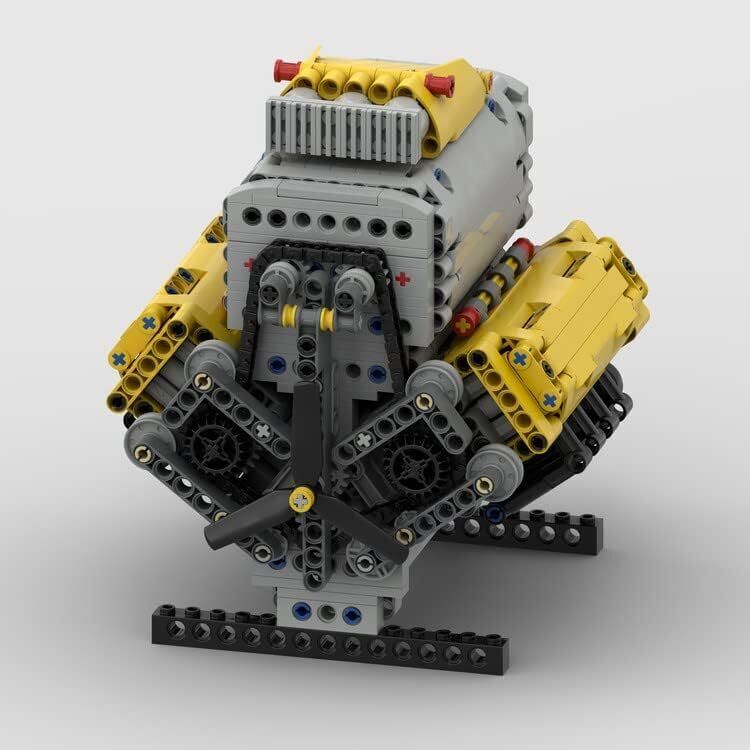 MOC-60662 V8 Engine with Roots Supercharger, Camshaft & Covers 945 Parts-ZITIANYOUBUILD