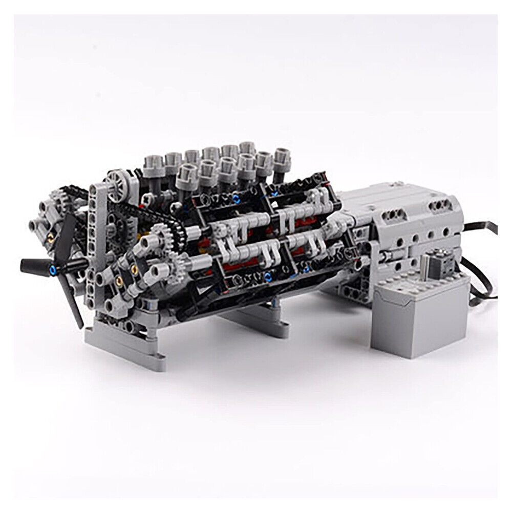 MOC-43833 V12 Engine with Overhead Camshaft, Cylinder & Gearbox 851 Parts-ZITIANYOUBUILD