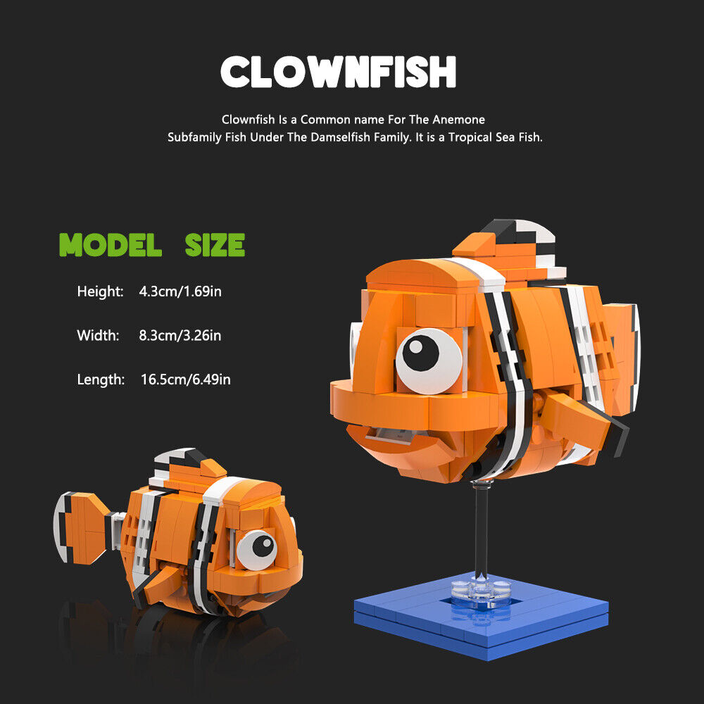 Custom MOC: C7582 Clownfish with Display Stand 165 Parts | for Collectio-ZITIANYOUBUILD