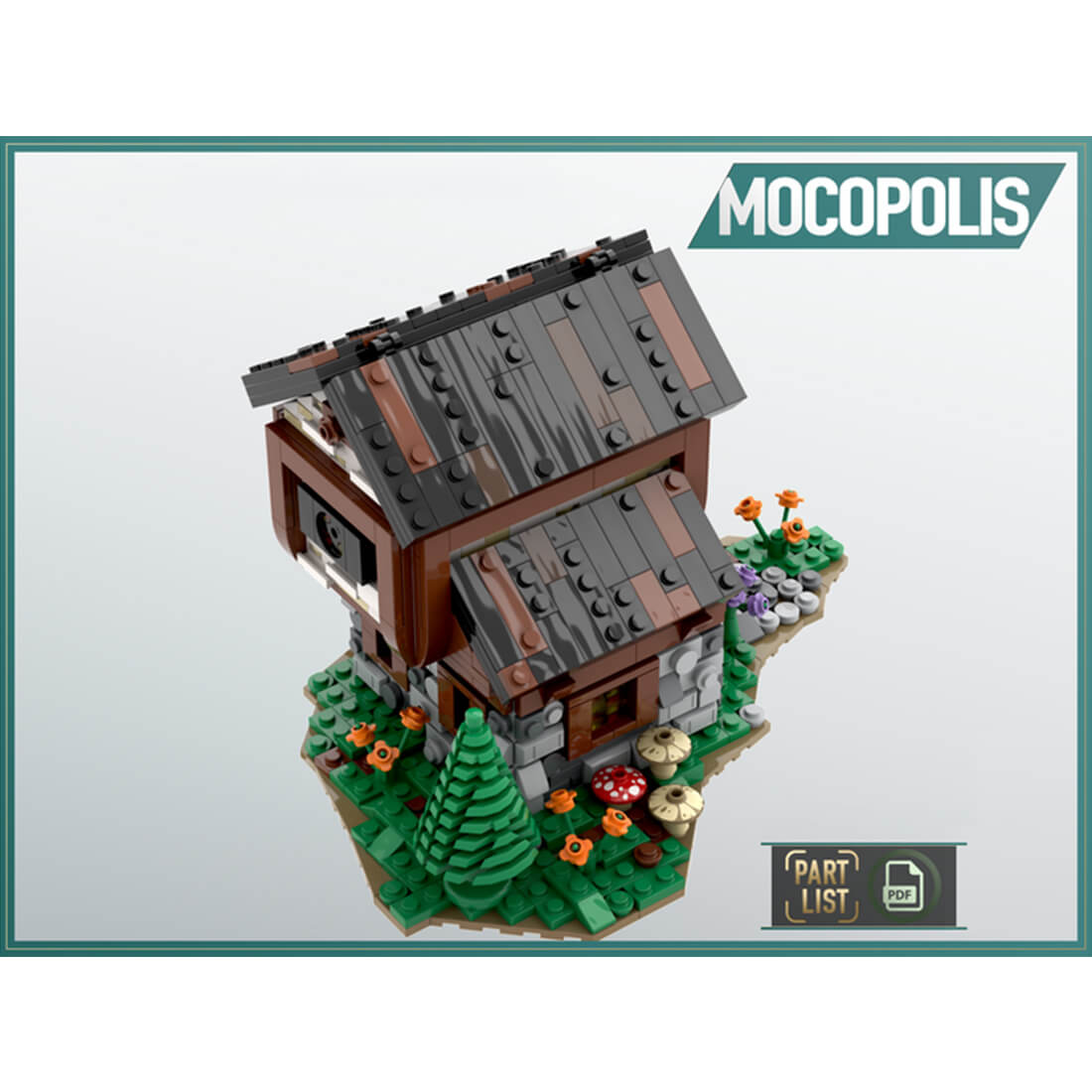 MOC-57549 Medieval Bungalow Module of Large Village Theme Building Blocks 943PCS