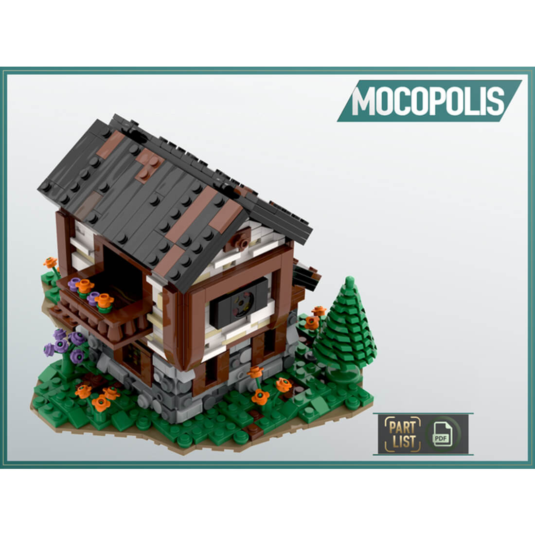 MOC-57549 Medieval Bungalow Module of Large Village Theme Building Blocks 943PCS