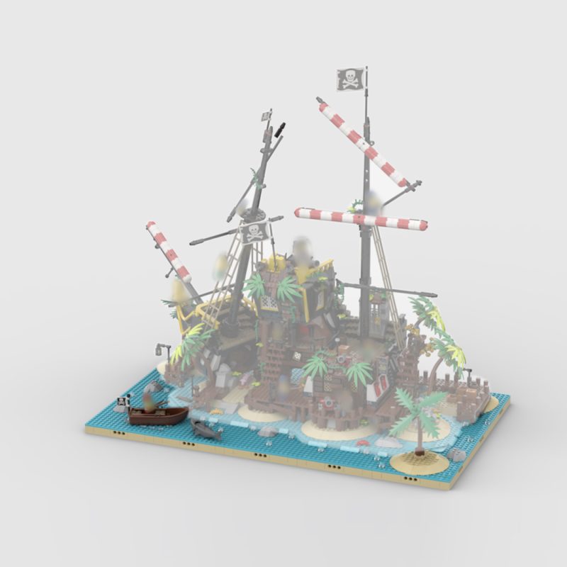 MOC-210286 Pirates Diorama Shoreline Ocean Scene Base Building Blocks Set (823PCS)