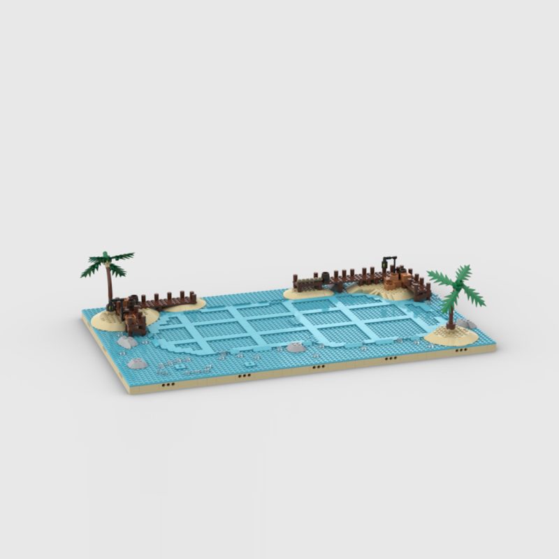 MOC-210286 Pirates Diorama Shoreline Ocean Scene Base Building Blocks Set (823PCS)