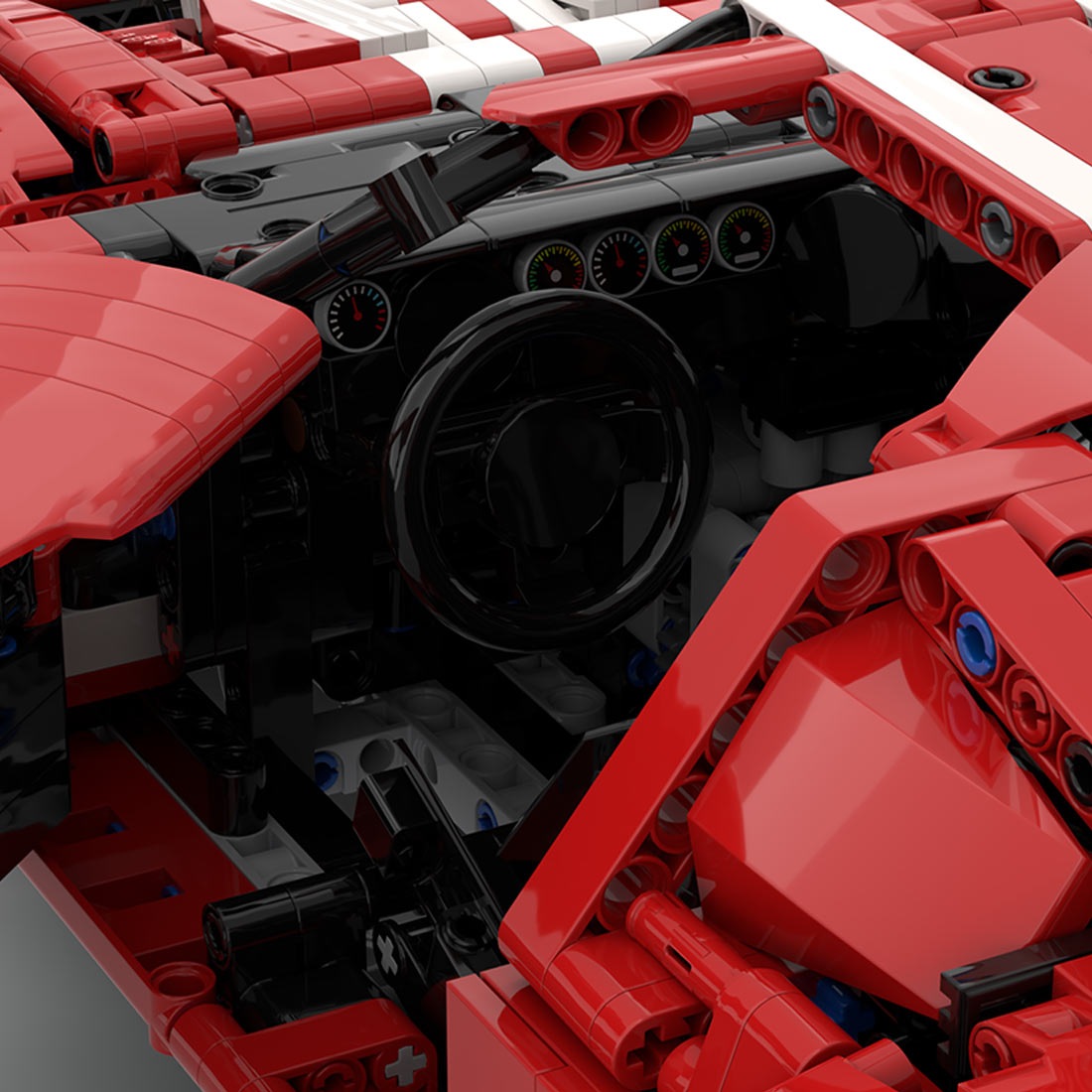 MOC-224910 1/8 Scale Classic Car Building Blocks (Red/2588PCS)