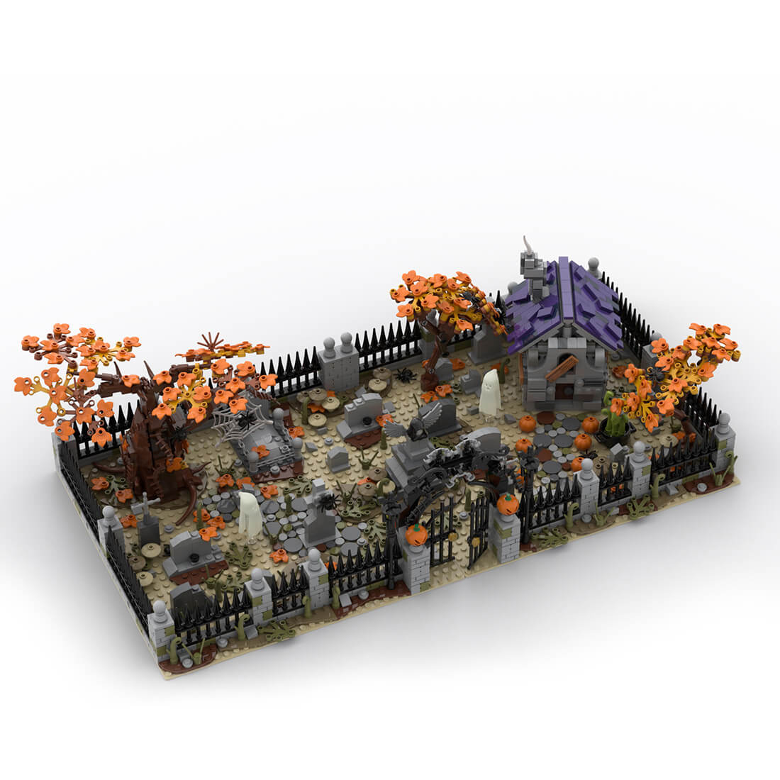 MOC-118821 Halloween Modular Haunted Cemetery Building Blocks MOC Set (1975PCS) 