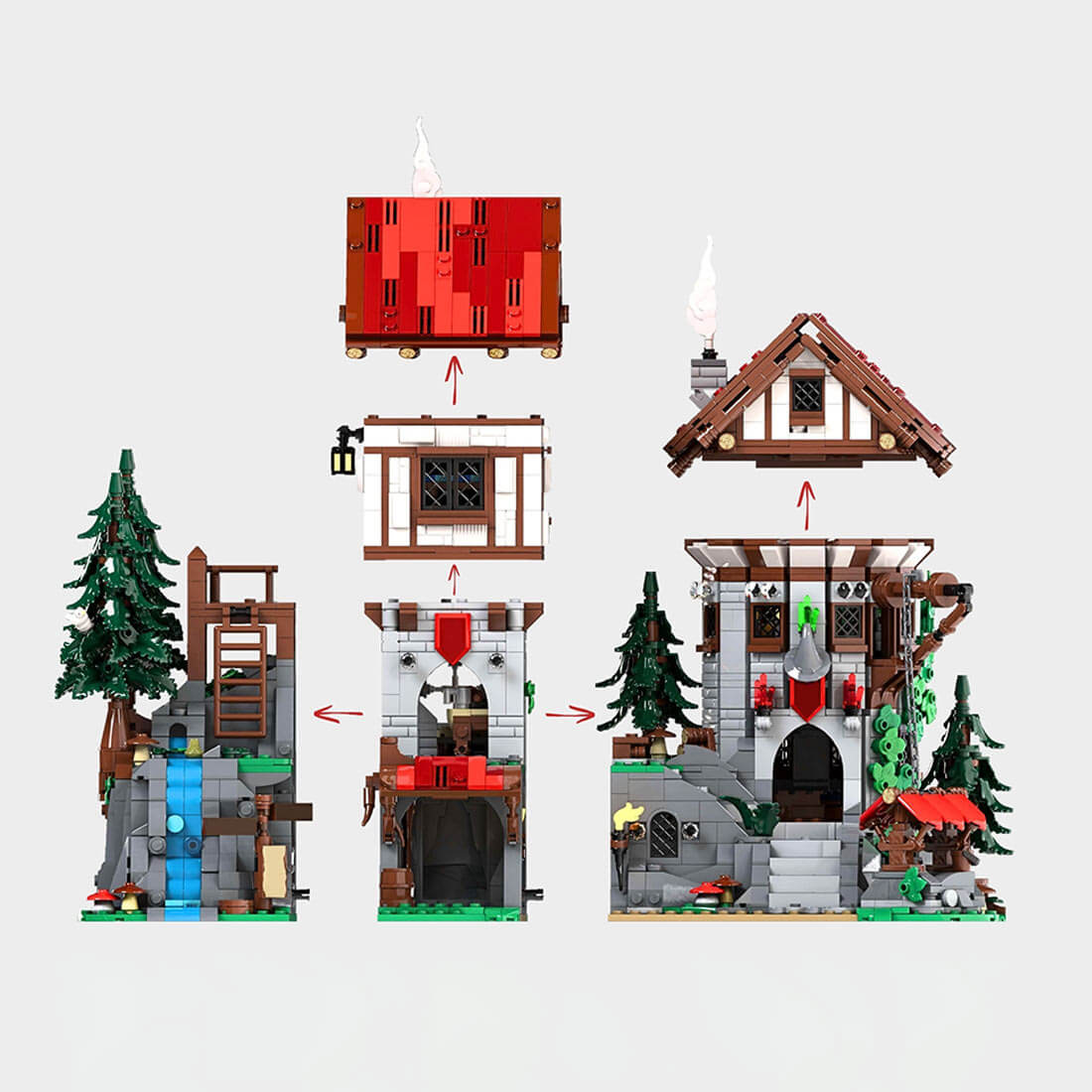 MOC-225455 Medieval Magic Wizard and Dwarf House Building Blocks Set (2804PCS)