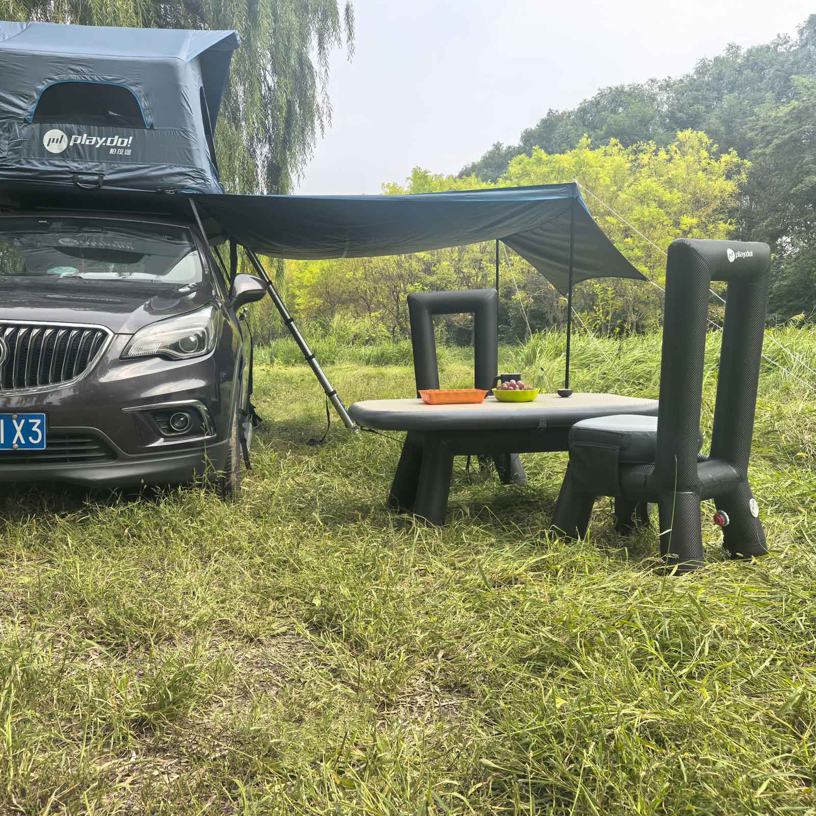 PlayDo Outdoor Inflatable Table and Chair Combo for Instant Storage-Playdo Roof Top Tent