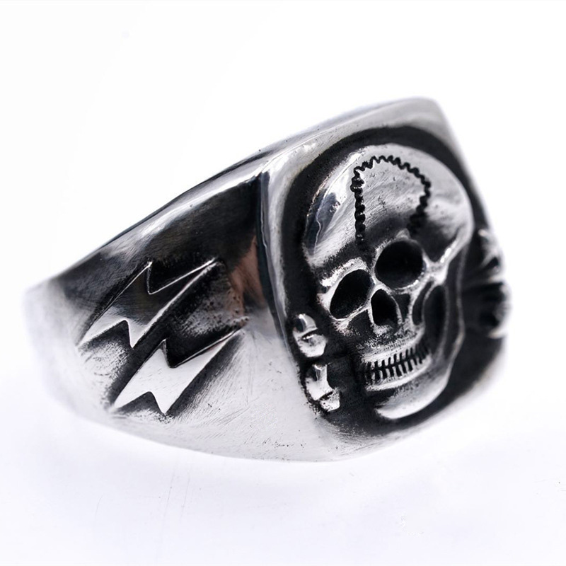 Lightning bolt and skull ring