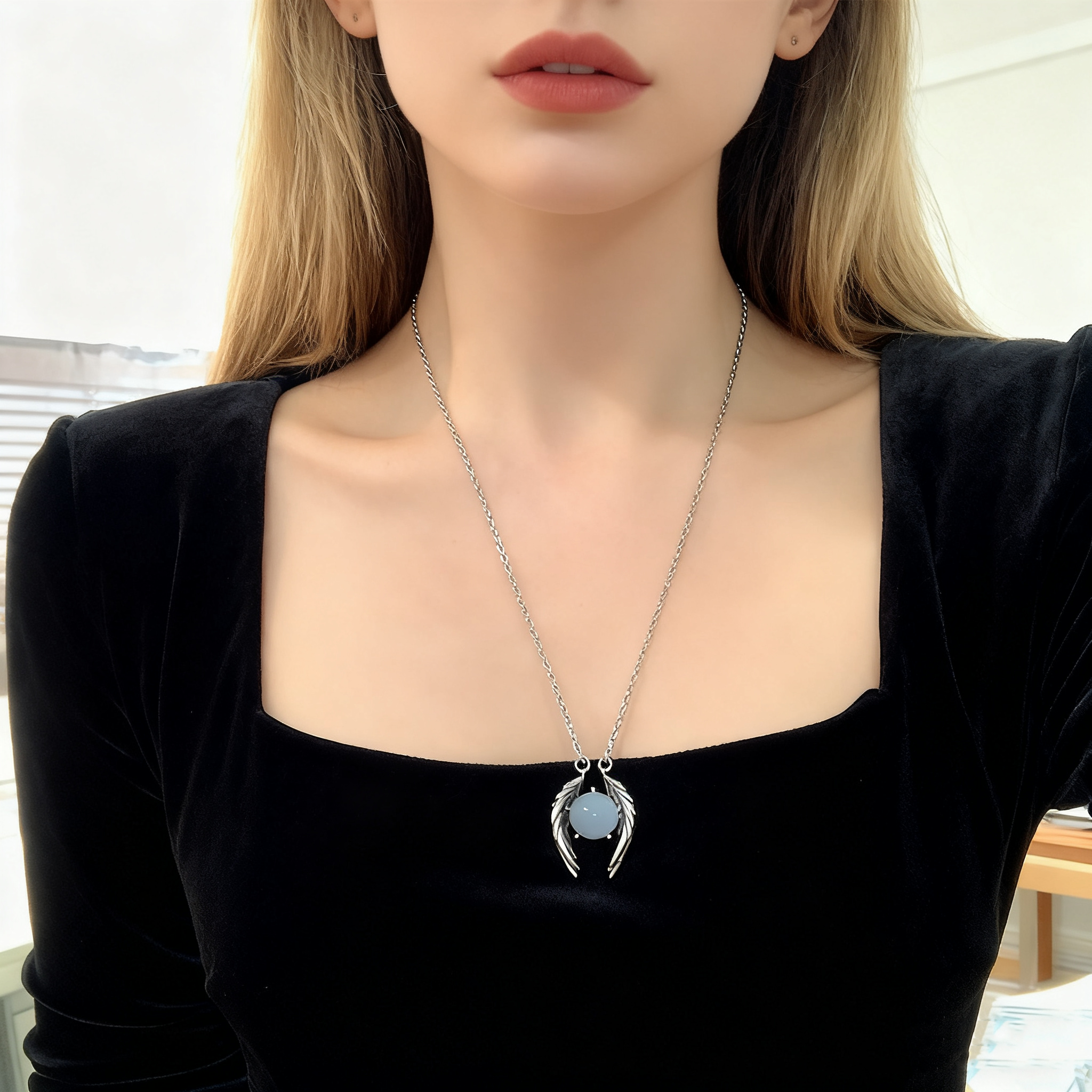 Angel Wing Crystal Ball Pendant