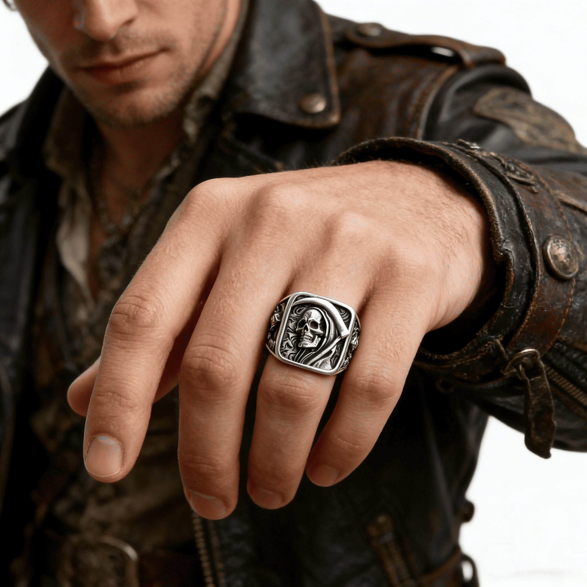 Death Scythe Skull Ring