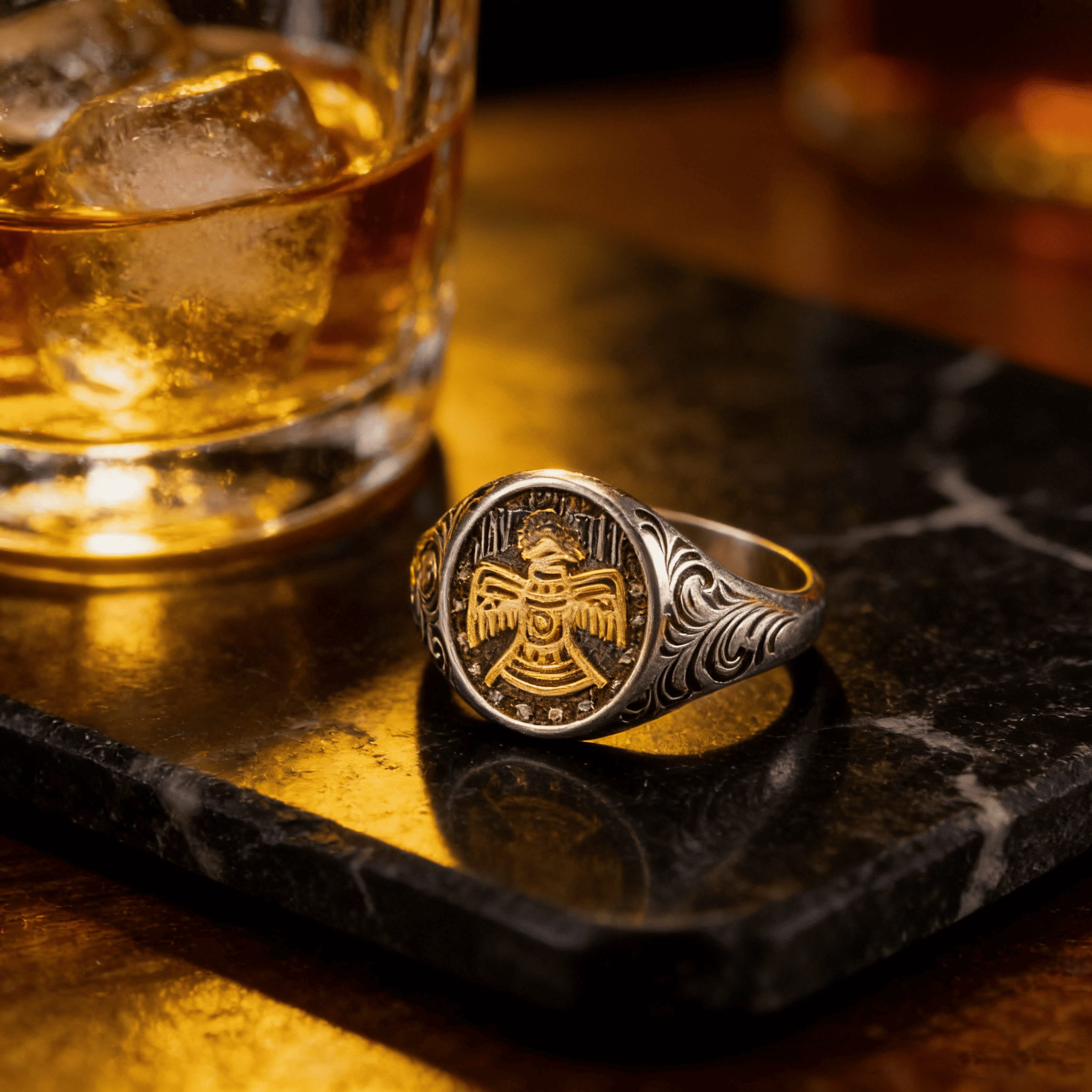 Golden Thunderbird Signet Ring