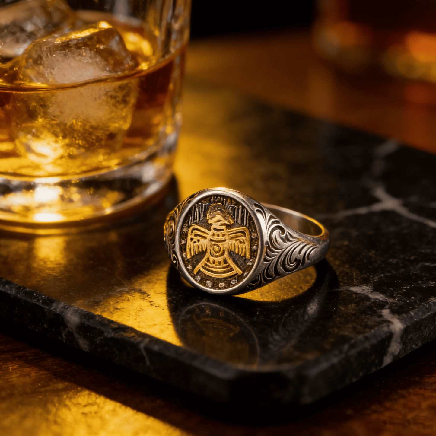 Golden Thunderbird Signet Ring