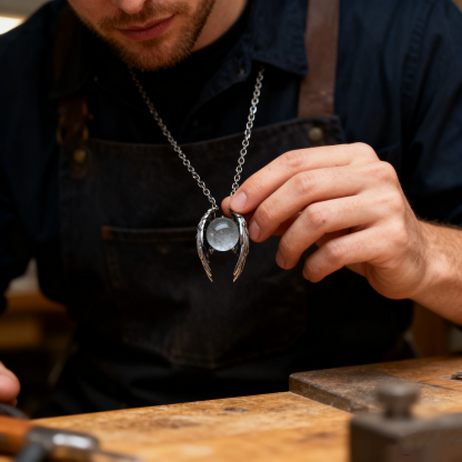 Angel Wing Crystal Ball Pendant