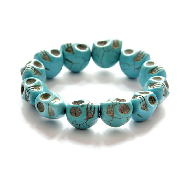 Turquoise Cracked Skull Bracelet