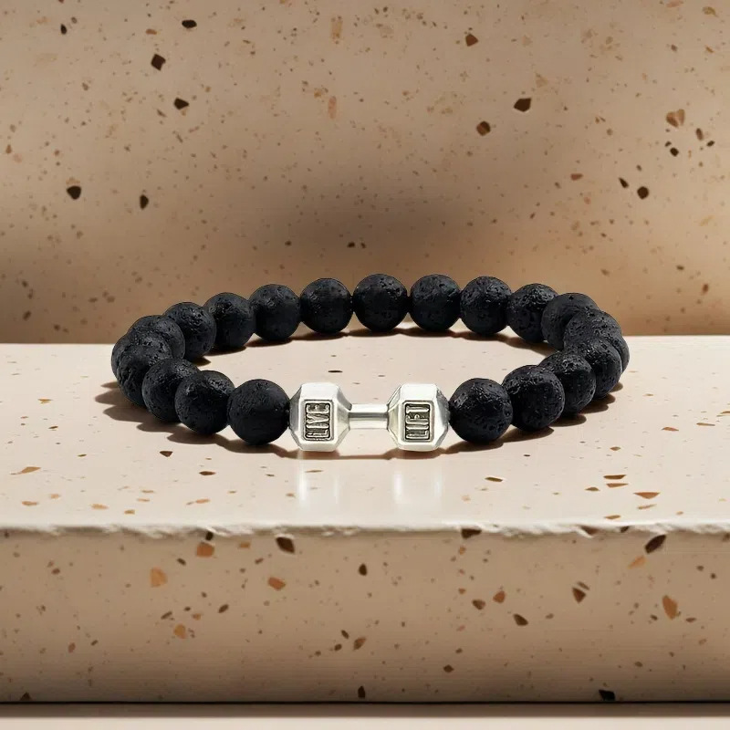 Volcanic stone dumbbell bracelet