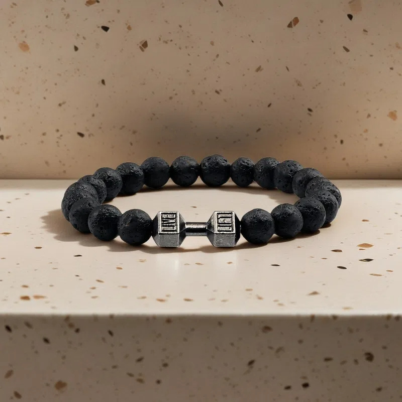Volcanic stone dumbbell bracelet