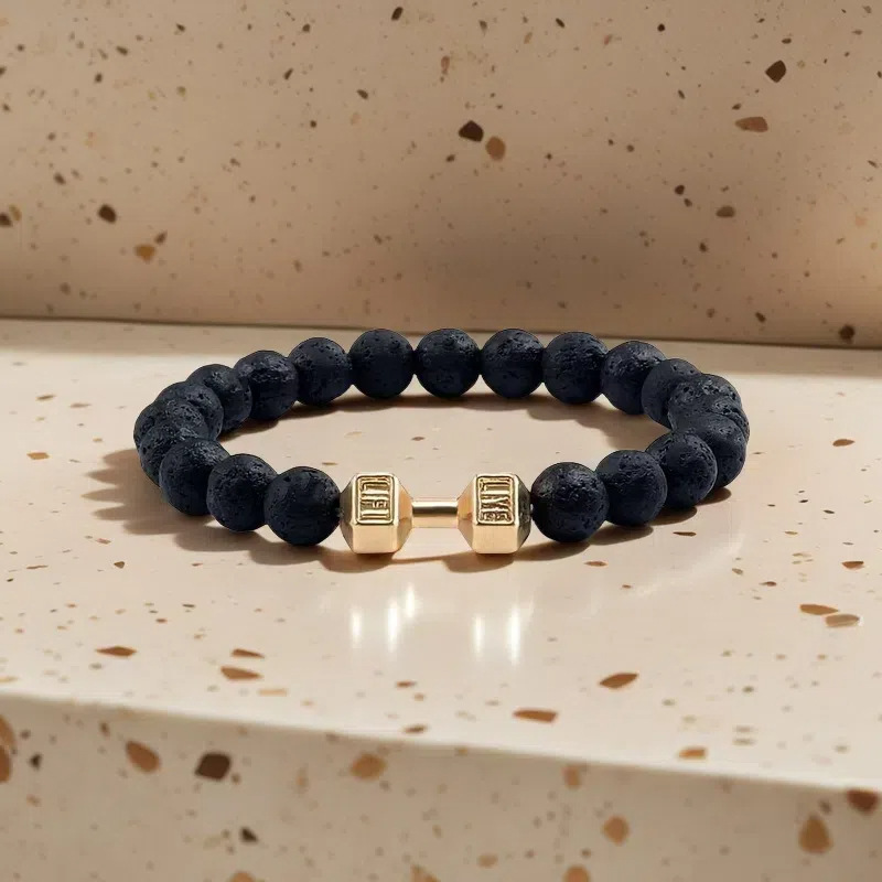 Volcanic stone dumbbell bracelet