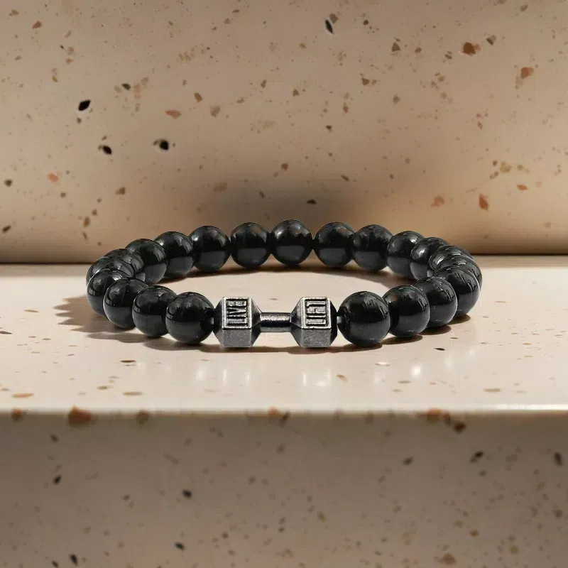 Volcanic stone dumbbell bracelet