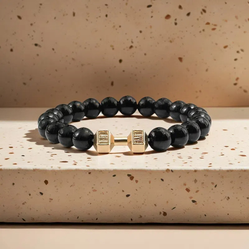 Volcanic stone dumbbell bracelet