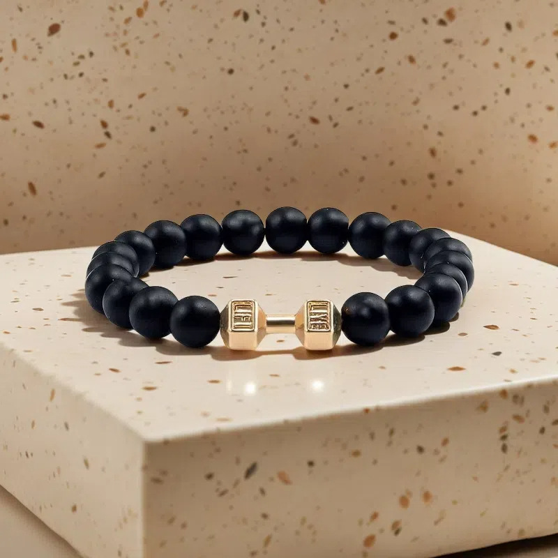 Volcanic stone dumbbell bracelet